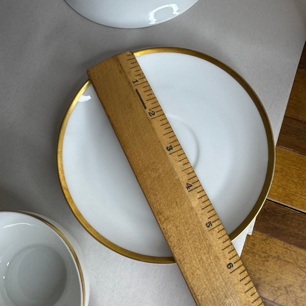 Eamag Bavaria The Empire Tea Cup Saucer Set 4 White Gold Gilt Trim Vintage - Picture 13 of 15